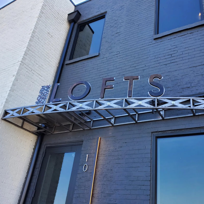 Custom steel canopy sign
South Cedar Lofts, Cookeville, TN